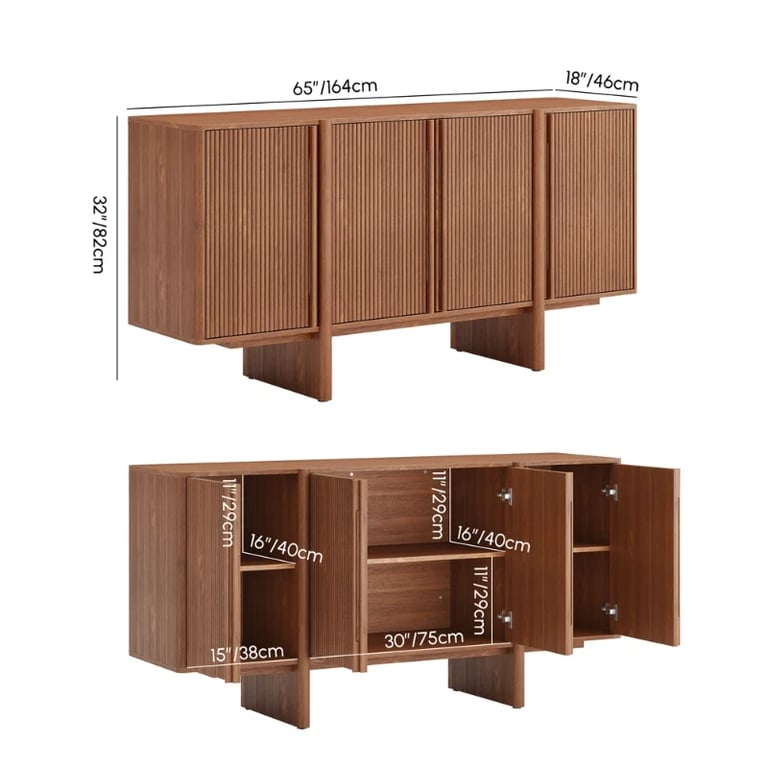 Picture of Tavora Natural Wood Sideboard – Fluted Door Design