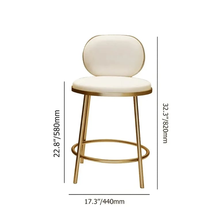 صورة كرسي البار إيلويز – إطار ذهبي مع مسند ظهر مبطن