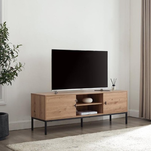 Picture of Vero Modern TV Stand – Natural Wood with Metal Legs