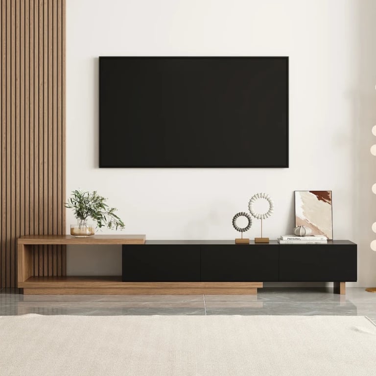 Mauro Media Set in Natural Wood & Black