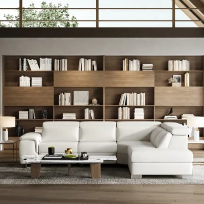 Picture of Burley Natural Wood L-Shaped Sectional – Adjustable Backrests
