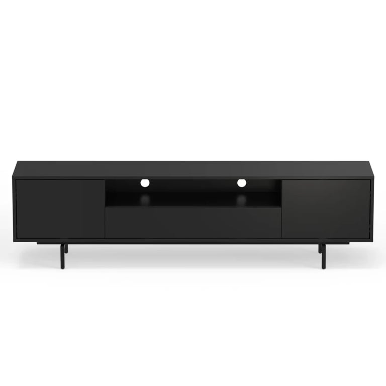 Noiré TV Stand with a Minimal Design – Natural Wood & Metal Legs