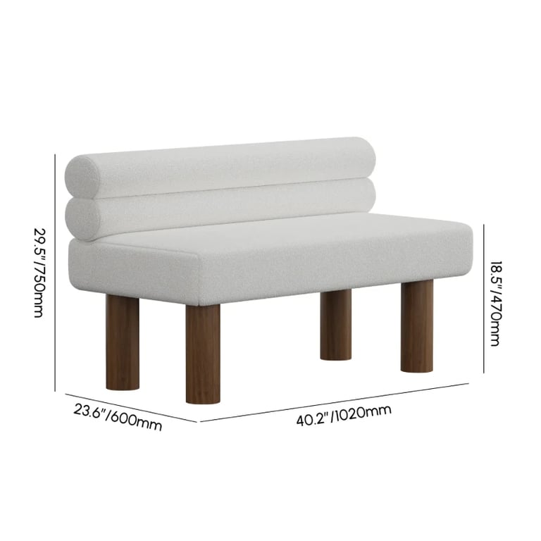 Liora Upholstered Bench with Curved Backrest – Natural Wood
