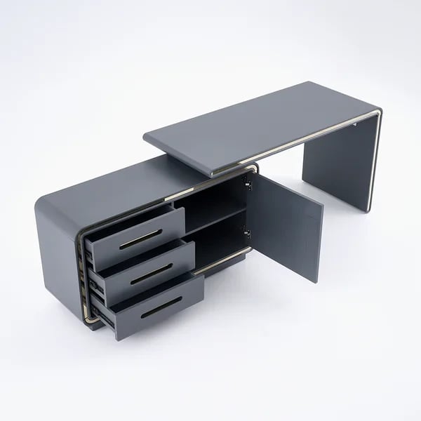 صورة لارو – مكتب عصري من الخشب الطبيعي مع خزانة ملفات وأدراج