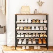 Liora - Natural Wood Shoe Storage Unit with Metal Frame