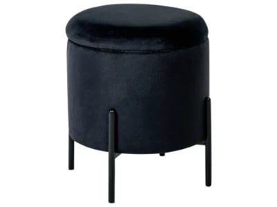 Ventro - Round Velvet Stool with Metal Legs