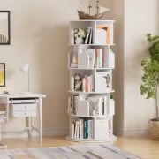 Tourna – Modern Rotating Natural Wood Bookcase