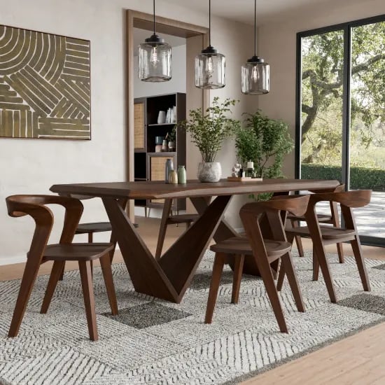 Virel Dining Set – Sculptural Natural Wood Design