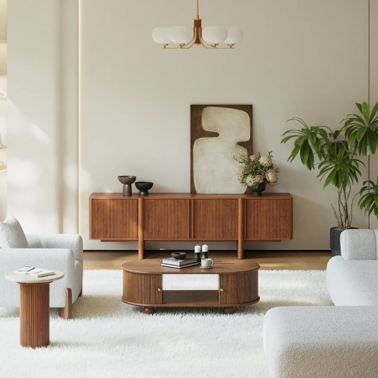 Picture of Tavora Natural Wood Sideboard – Fluted Door Design