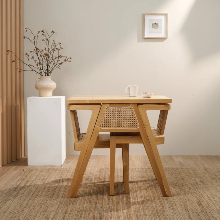 Picture of Navo Natural Wood Dining Set – Woven Backrest