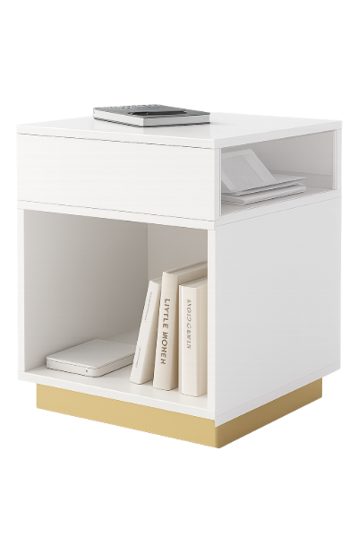 صورة طاولة جانبية حديثة مورديل مع مساحة تخزين مفتوحة