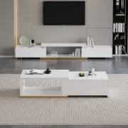 Ardena Living Ensemble – Natural Wood TV Unit & Table Set