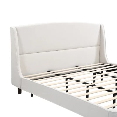 Monroe – Elegant Upholstered Bed with Natural Wood Frame