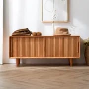 Liora – Slatted Natural Wood Storage Bench