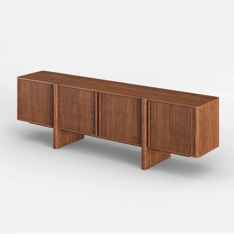 Picture of Tavora Natural Wood Sideboard – Fluted Door Design