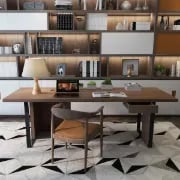 صورة ريمي – مكتب كتابة من الخشب الطبيعي مع قاعدة معدنية