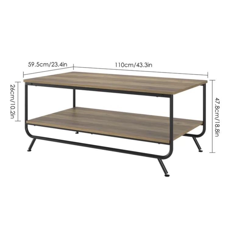 Smyth 4 - Legs Rectangular Coffee Table with Storage, Brown & Black