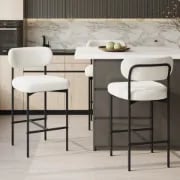 Vellor Upholstered Counter Stool – Black Frame