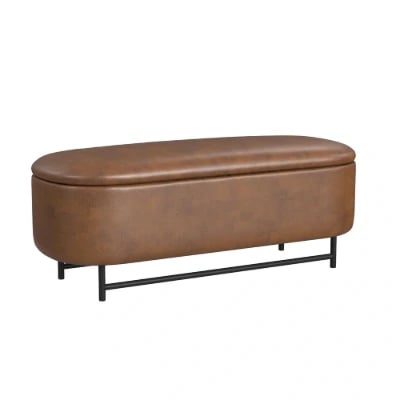 صورة إليبس – مقعد تخزين بتصميم دائري وقاعدة معدنية من الخشب الطبيعي