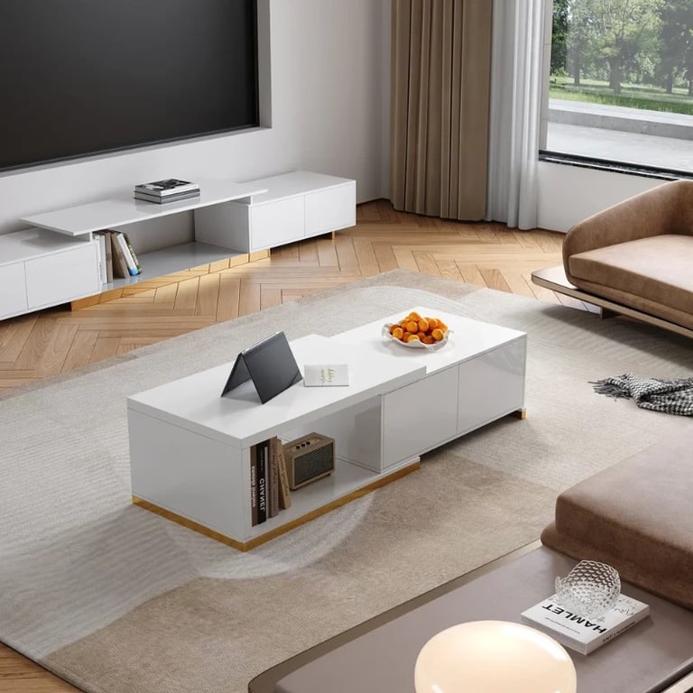 Ardena Living Ensemble – Natural Wood TV Unit & Table Set