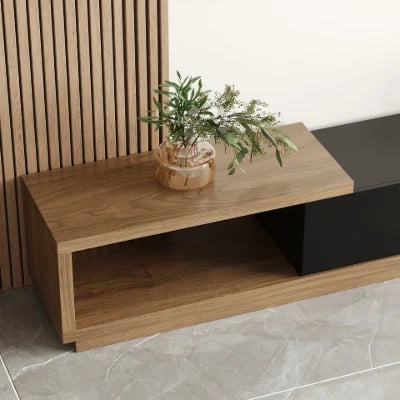 Mauro Media Set in Natural Wood & Black