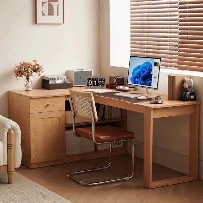 Natura L-Shaped Desk - Natural wood.