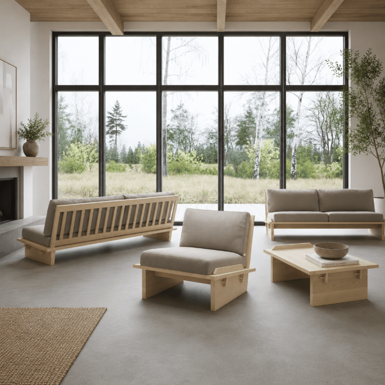 Picture of Wilson Classic Armchair – Natural Wood with Cushions