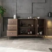 Atacha Modern Sideboard – Natural Wood with Drawers and Shelves