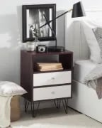 Picture of Arven – Modern Natural Wood Bedside Table with Open Shelf & 2 Drawers