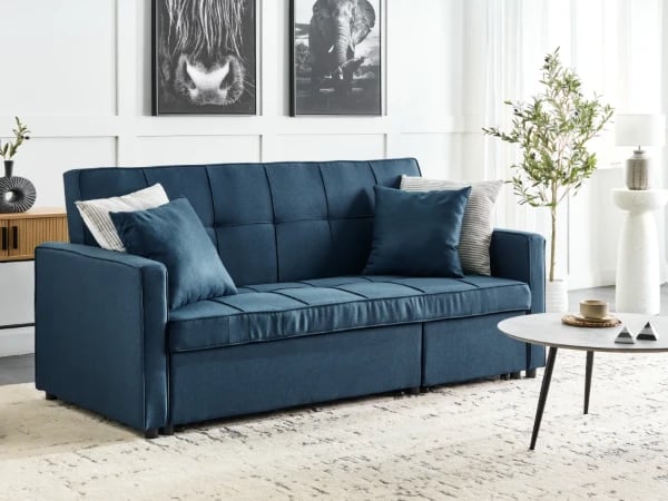 Mira Convertible Sofa Bed from natural wood – Modern Fabric Design with Clean Lines.