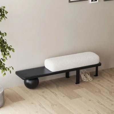 Orin – Elegant Modern Bench – Natural Wood with Metal Legs