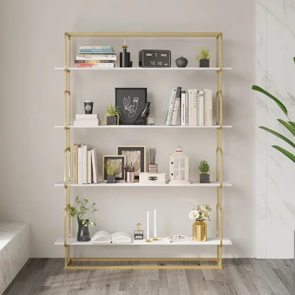 صورة كلاريس – مكتبة عصرية طويلة قائمة بذاتها مع 4 أرفف