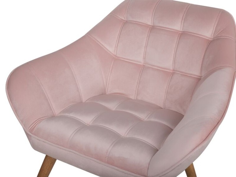 صورة كرسي ميلو بحواف مستديرة – تنجيد ناعم وأرجل خشبية