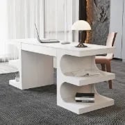 Picture of Henzie – Natural Wood Desk with Shelves & Drawer