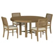 Selora Round Dining Set – Natural Wood with Gold Accents