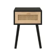 Lunita – Natural Wood & Rattan One-Drawer Bedside Table