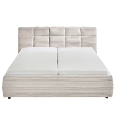 صورة زارا سرير من الخشب الطبيعي مبطن ومطرز