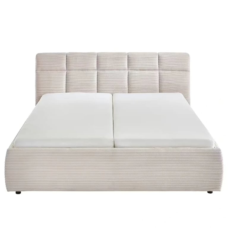 صورة زارا سرير من الخشب الطبيعي مبطن ومطرز