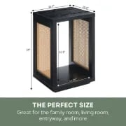 Siems Natural Wood & Rattan Side Table – Minimal Design