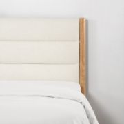 Mason – Upholstered Bed with Natural Wood Frame