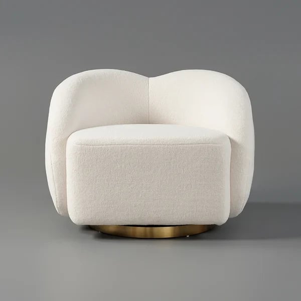 Picture of Auraya Swivel Accent Chair – White Elegance with Gold Base