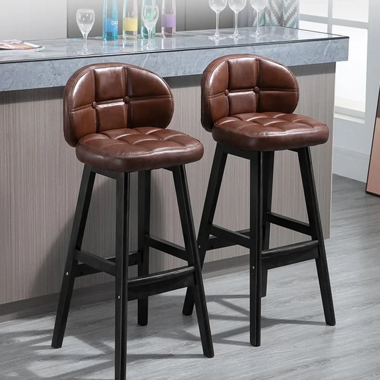 Picture of Rivano Bar Stool – Leather with Wooden Base
