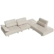 Picture of Segal Natural Wood Lounge Sofa – Flexible Leather Seating