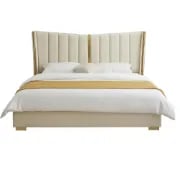 Picture of Luxe Haven Upholstered Bed – Elegant Ivory & Gold