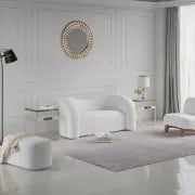 Lunaro Curved Bouclé Sofa – Modern Two-Seater Design