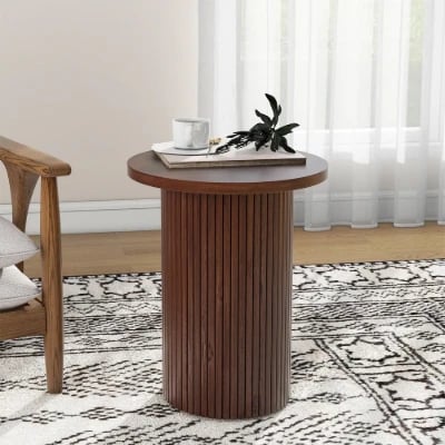 Picture of Pedestal Natural wood Side Table
