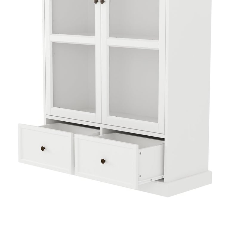 Linda - Natural Wood Cabinet with Glass Doors