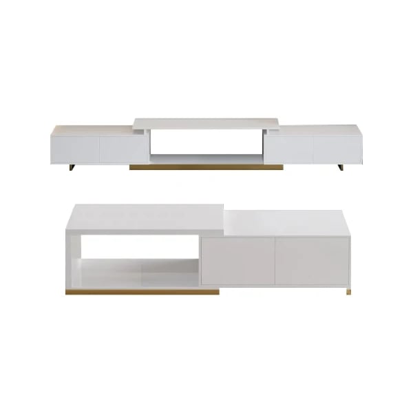 Ardena Living Ensemble – Natural Wood TV Unit & Table Set