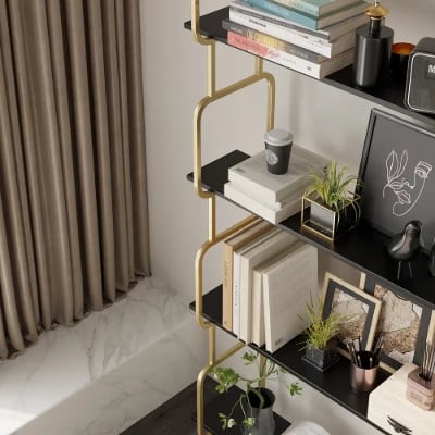 صورة كلاريس – مكتبة عصرية طويلة قائمة بذاتها مع 4 أرفف