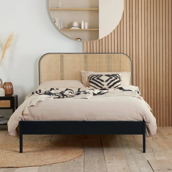 Picture of Émilienne Natural Wood Bed – Woven Headboard